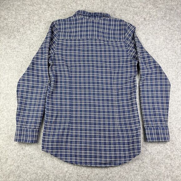 Outback Trading Co Flannel Shirt Womens M Blue Plaid Button Hiking Camp Outdoors - Picture 6 of 13